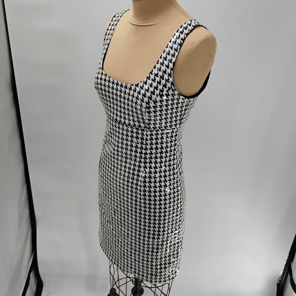 Bailey Embellished Houndstooth Knit Mini Dress sequin texture checkered mini - Picture 12 of 16